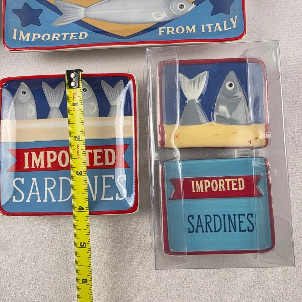 NWT Bundle of Sardine Kitchen Dishes Butter Dish, Spoon Rest S&P Set